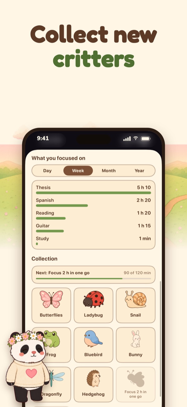 Collect new critters: what you focused on, and the critter collection